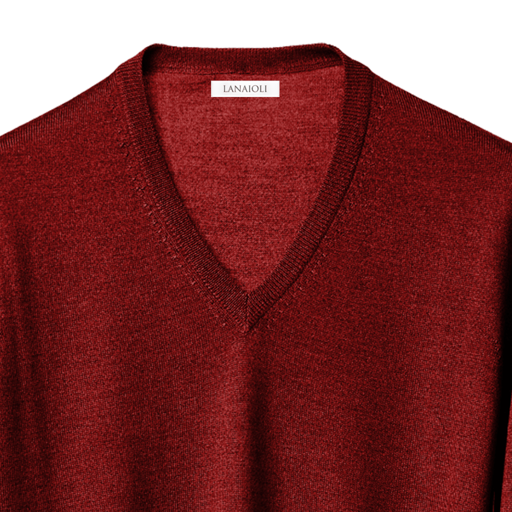 Men's V-Neck Sweater in Cashmere, Silk, and Extrafine Merino Wool Blend