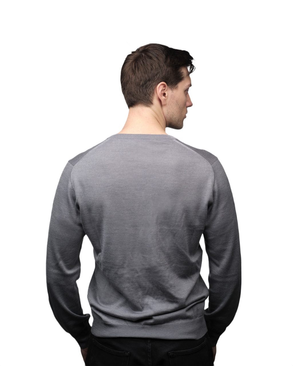 Men's V-Neck Sweater in Cashmere, Silk, and Extrafine Merino Wool Blend
