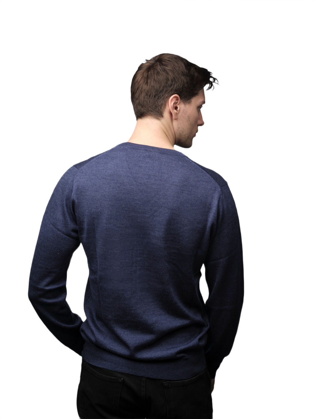 Men's V-Neck Sweater in Cashmere, Silk, and Extrafine Merino Wool Blend