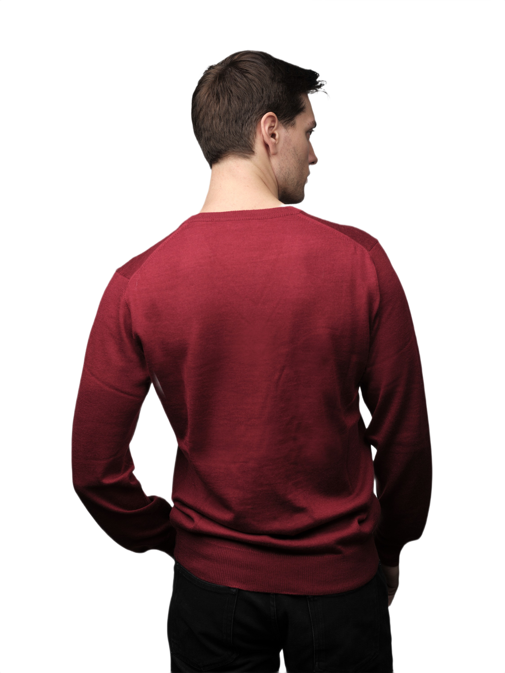 Men's V-Neck Sweater in Cashmere, Silk, and Extrafine Merino Wool Blend