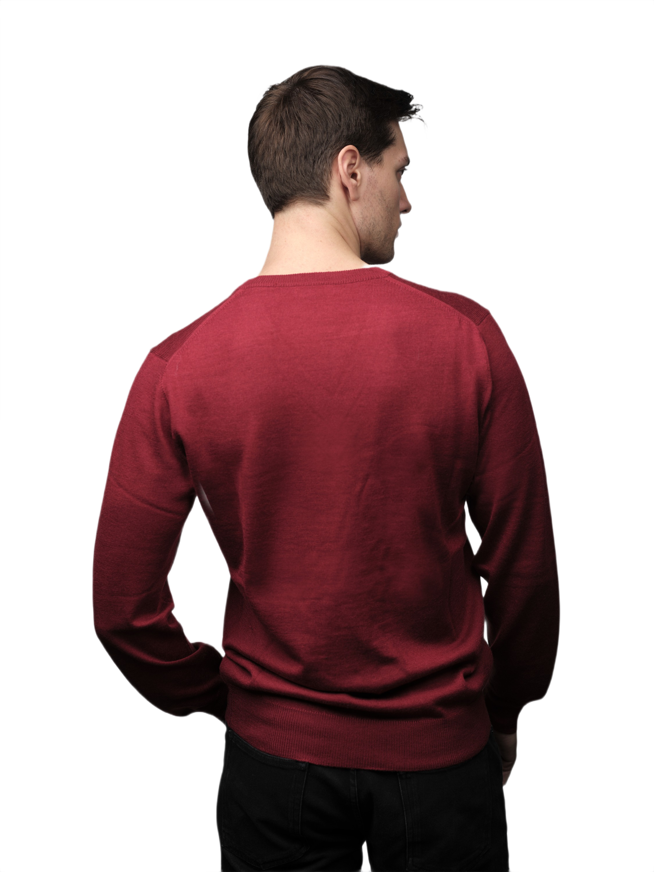 Men's V-Neck Sweater in Cashmere, Silk, and Extrafine Merino Wool Blend