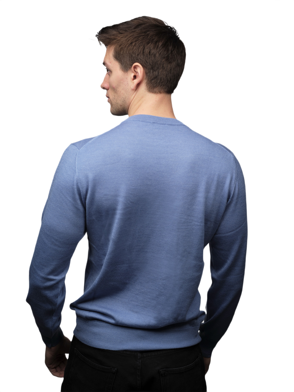 Men's V-Neck Sweater in Cashmere, Silk, and Extrafine Merino Wool Blend