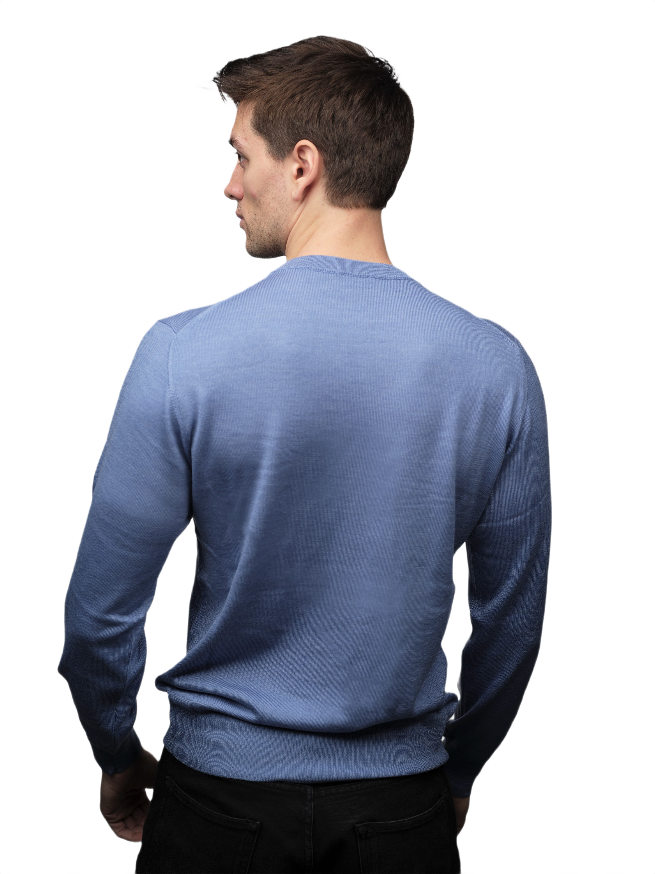 Men's V-Neck Sweater in Cashmere, Silk, and Extrafine Merino Wool Blend