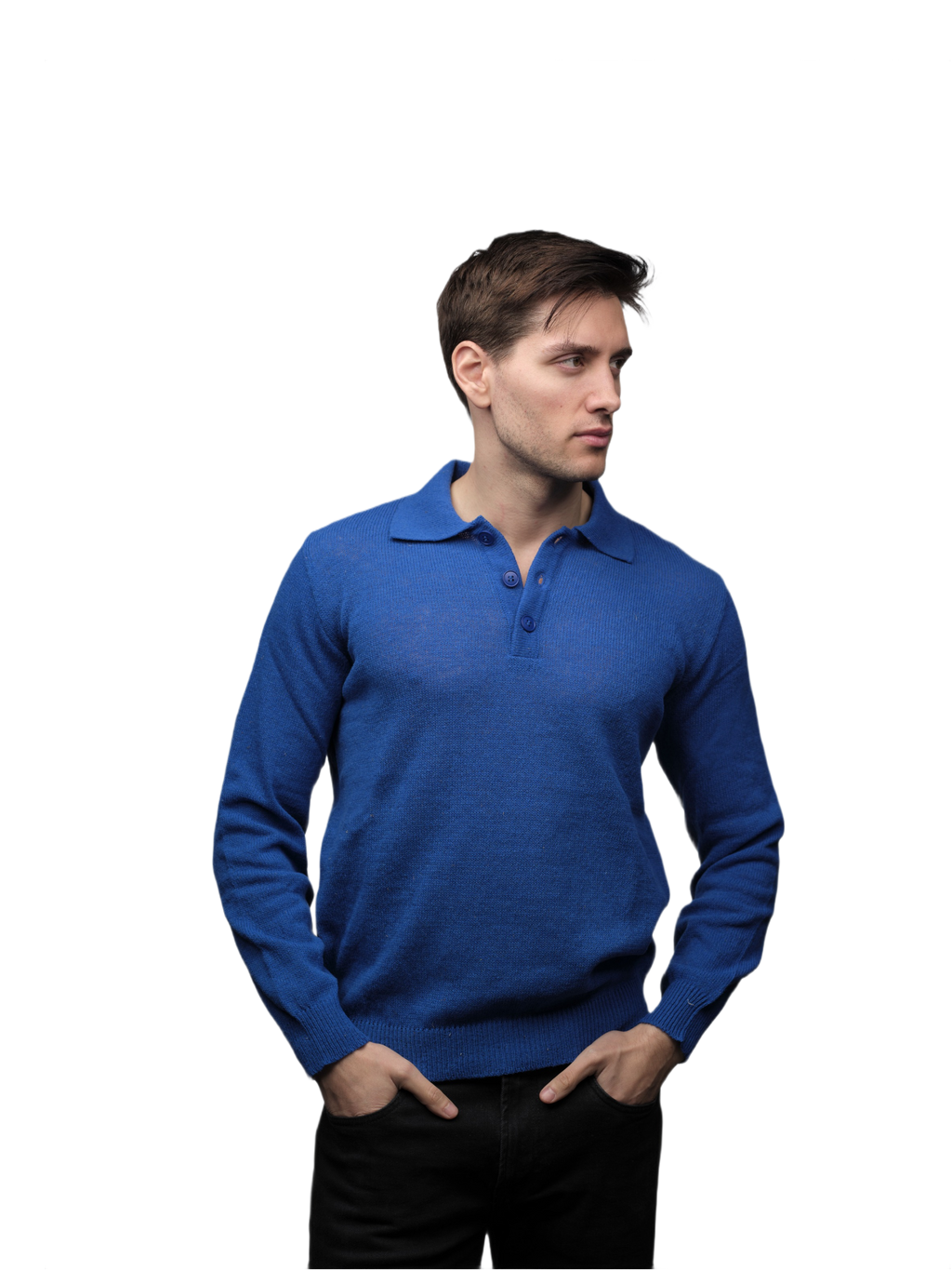 Men's Long-Sleeved Merino Wool Polo Shirt - Short Supply Chain