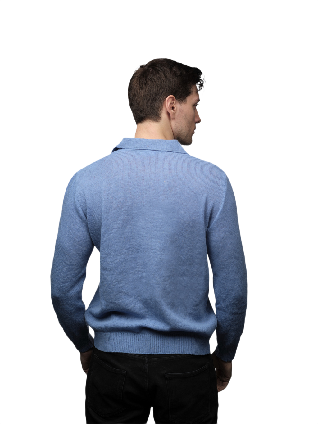 Men's Long-Sleeved Merino Wool Polo Shirt - Short Supply Chain