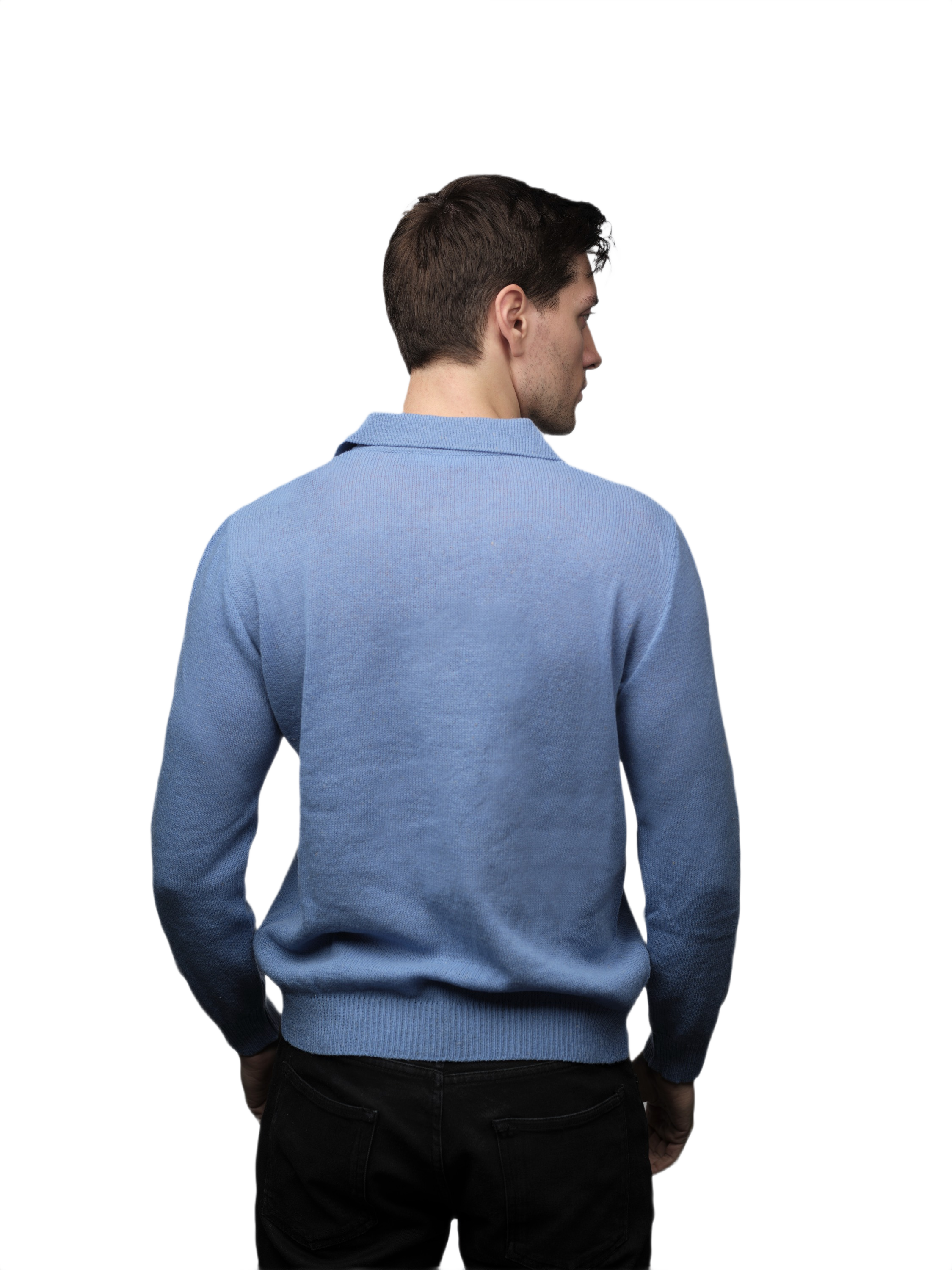 Men's Long-Sleeved Merino Wool Polo Shirt - Short Supply Chain