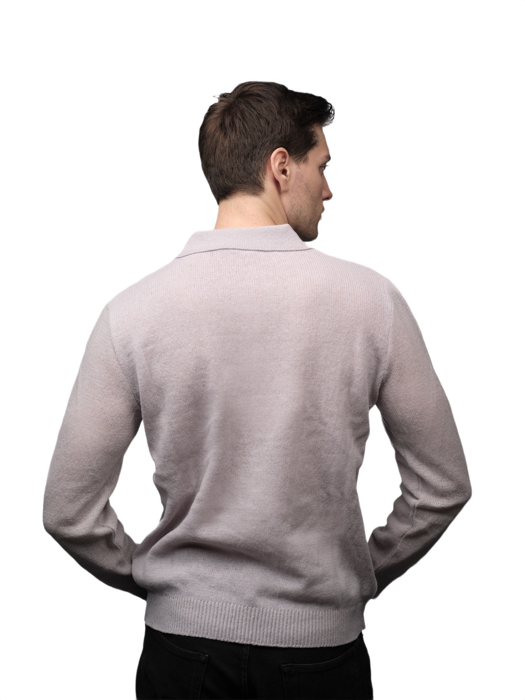 Men's Long-Sleeved Merino Wool Polo Shirt - Short Supply Chain