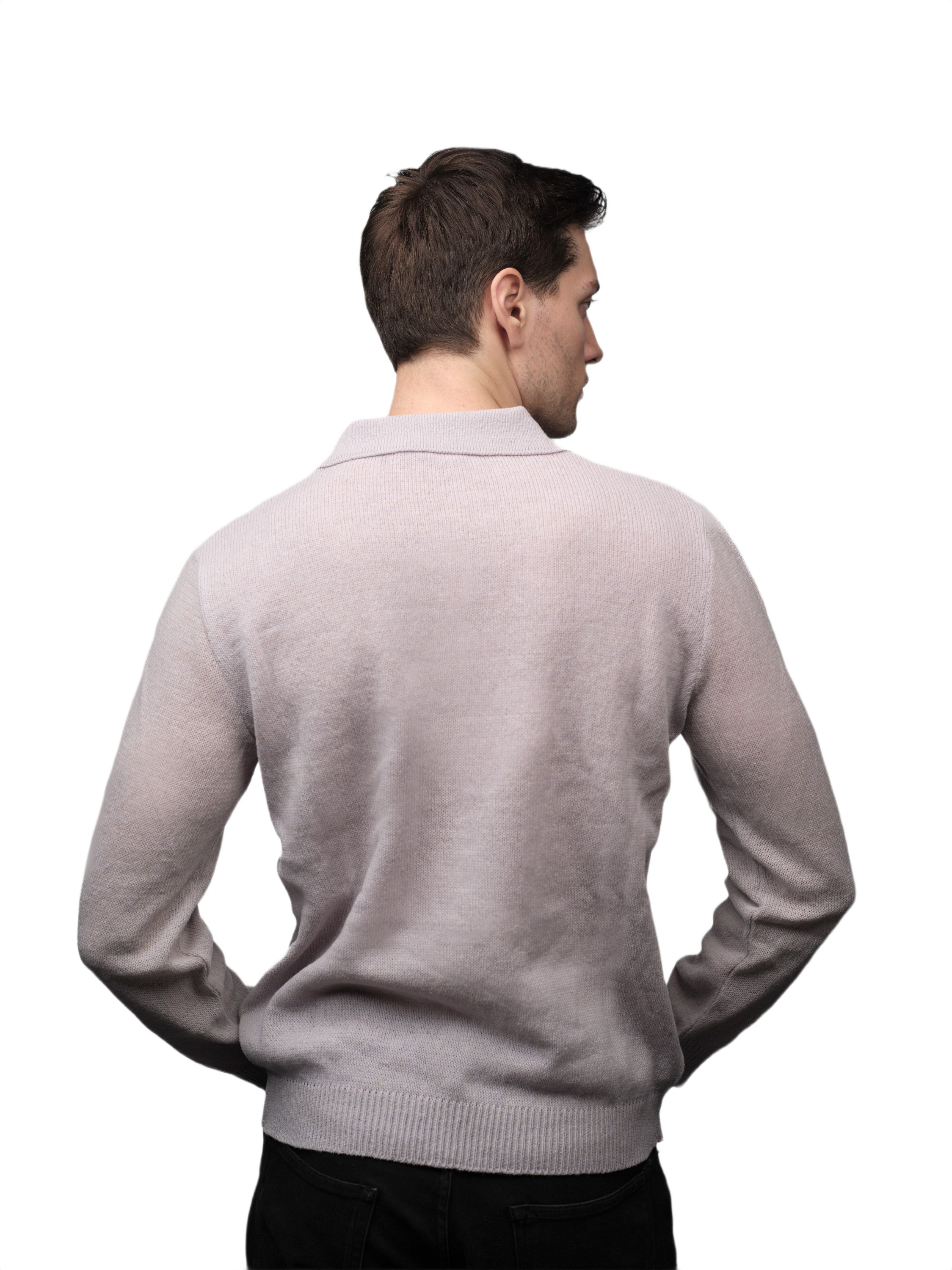 Men's Long-Sleeved Merino Wool Polo Shirt - Short Supply Chain