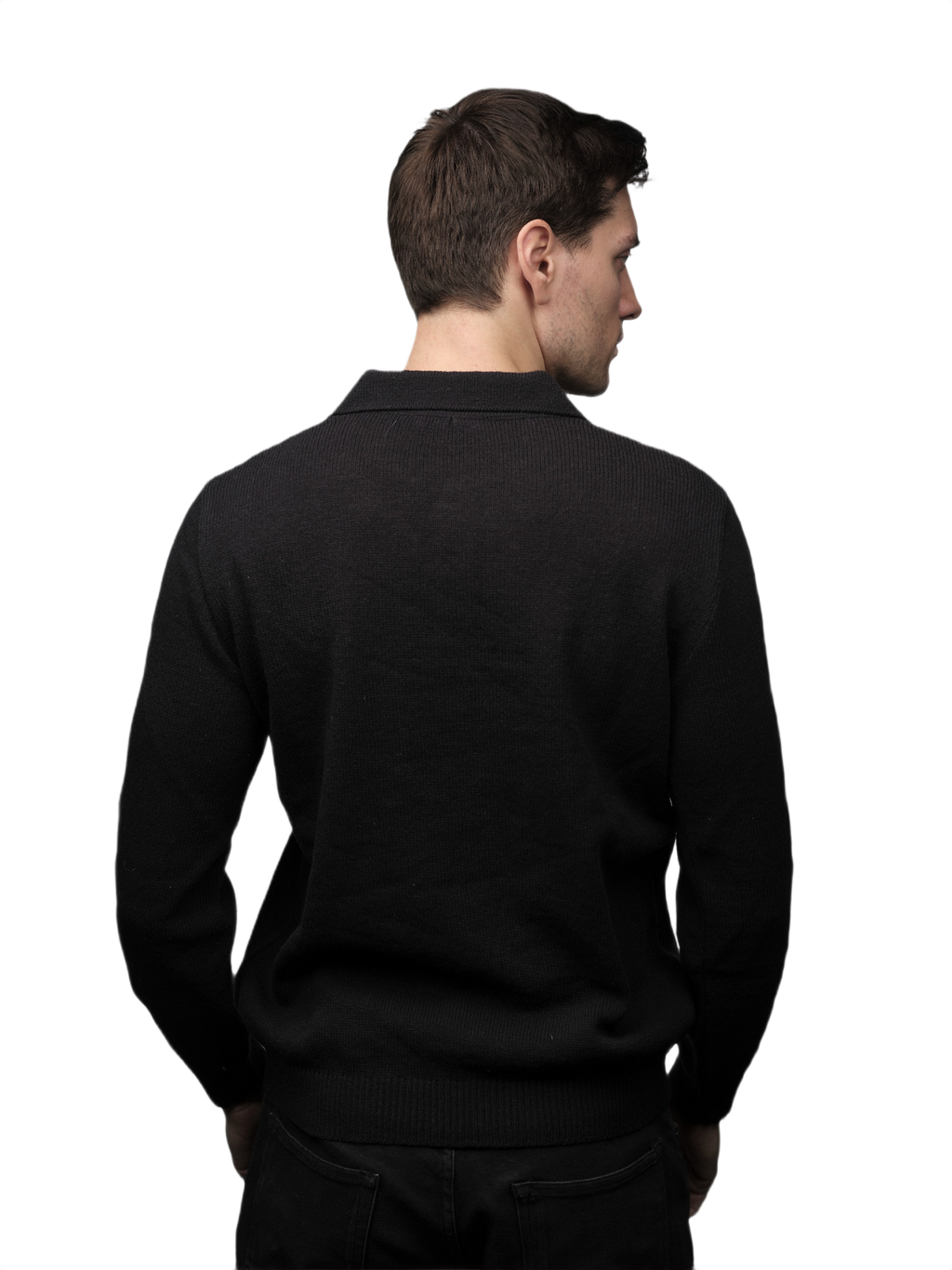 Men's Long-Sleeved Merino Wool Polo Shirt - Short Supply Chain