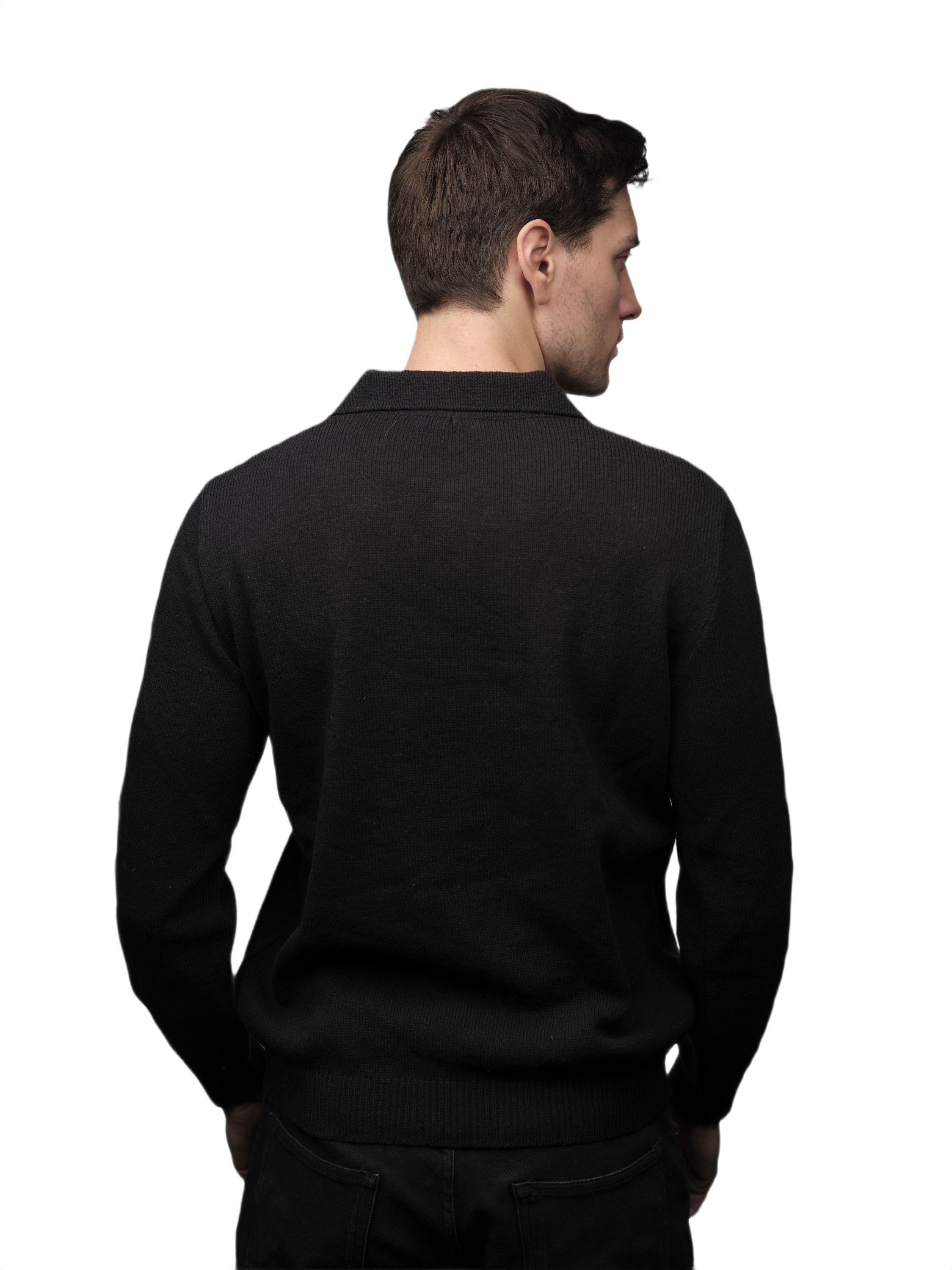 Men's Long-Sleeved Merino Wool Polo Shirt - Short Supply Chain