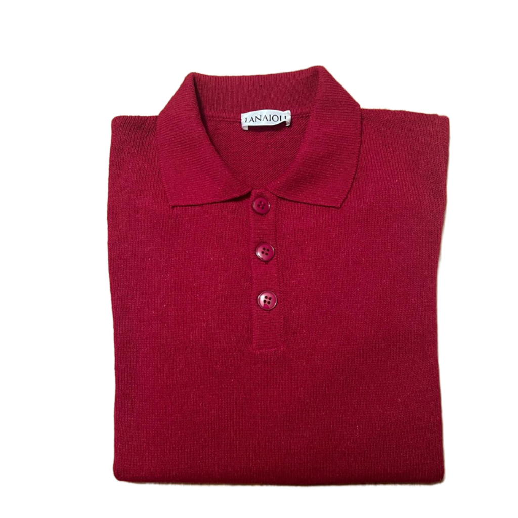 Men's Long-Sleeved Merino Wool Polo Shirt - Short Supply Chain