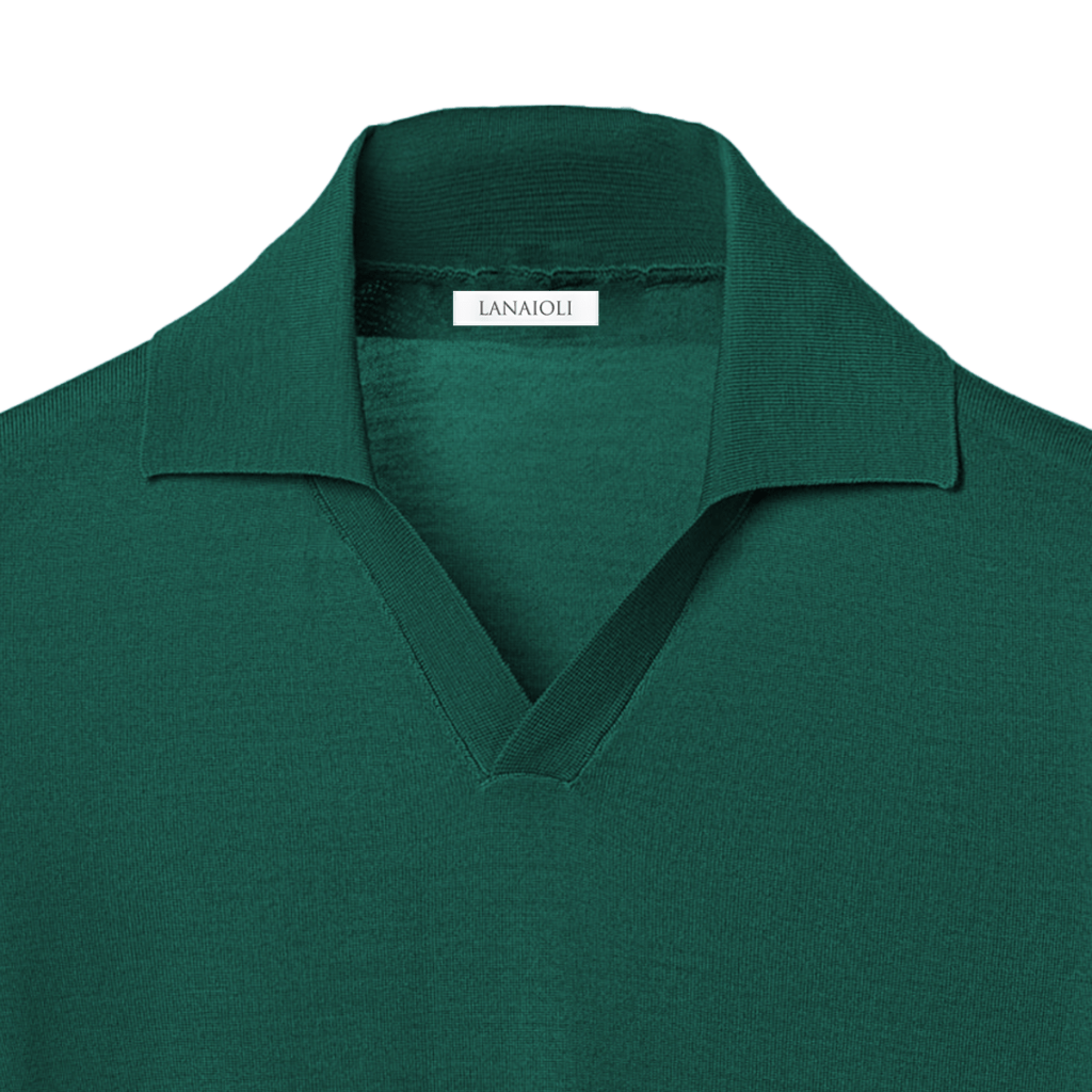 Men's Short-Sleeved Polo Shirt in Pure Extrafine Merino Wool