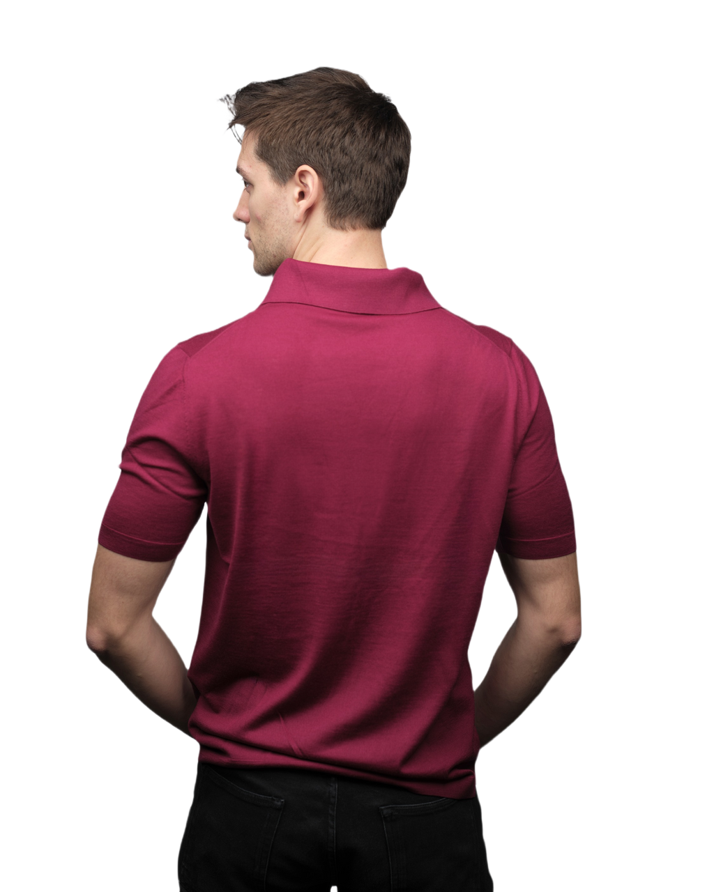 Men's Short-Sleeved Polo Shirt in Pure Extrafine Merino Wool
