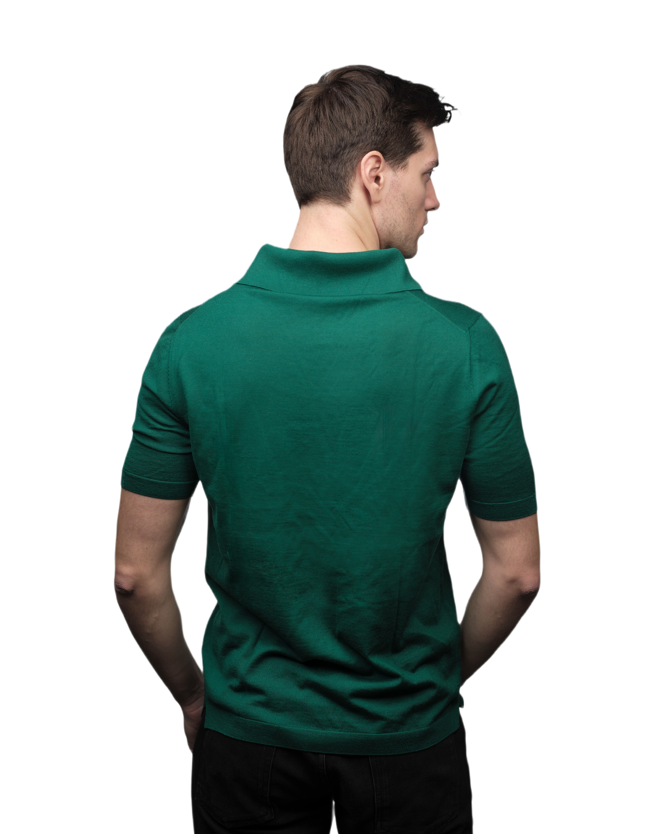 Men's Short-Sleeved Polo Shirt in Pure Extrafine Merino Wool