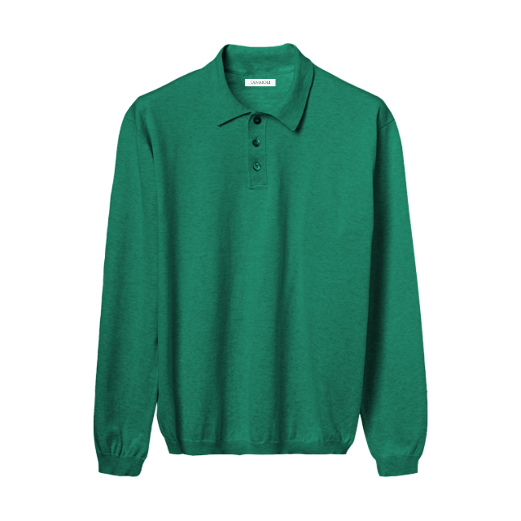 Men's Long-Sleeved Polo Shirt 100% ELS Cotton