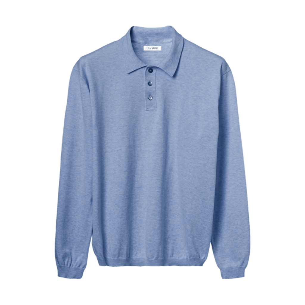 Men's Long-Sleeved Polo Shirt 100% ELS Cotton