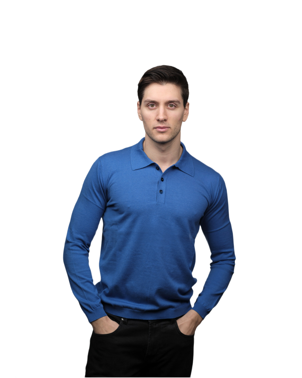 Men's Long-Sleeved Polo Shirt 100% ELS Cotton