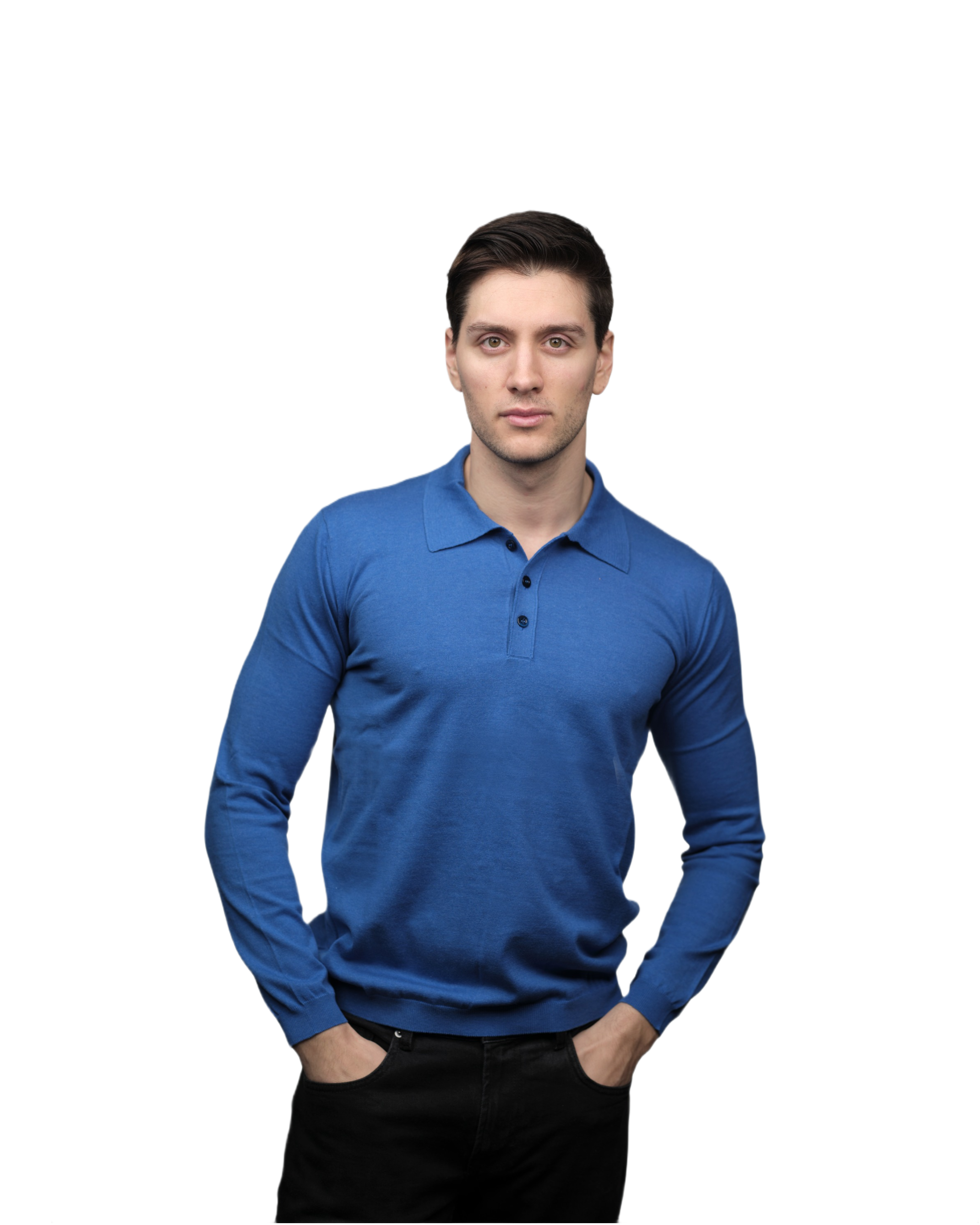 Men's Long-Sleeved Polo Shirt 100% ELS Cotton