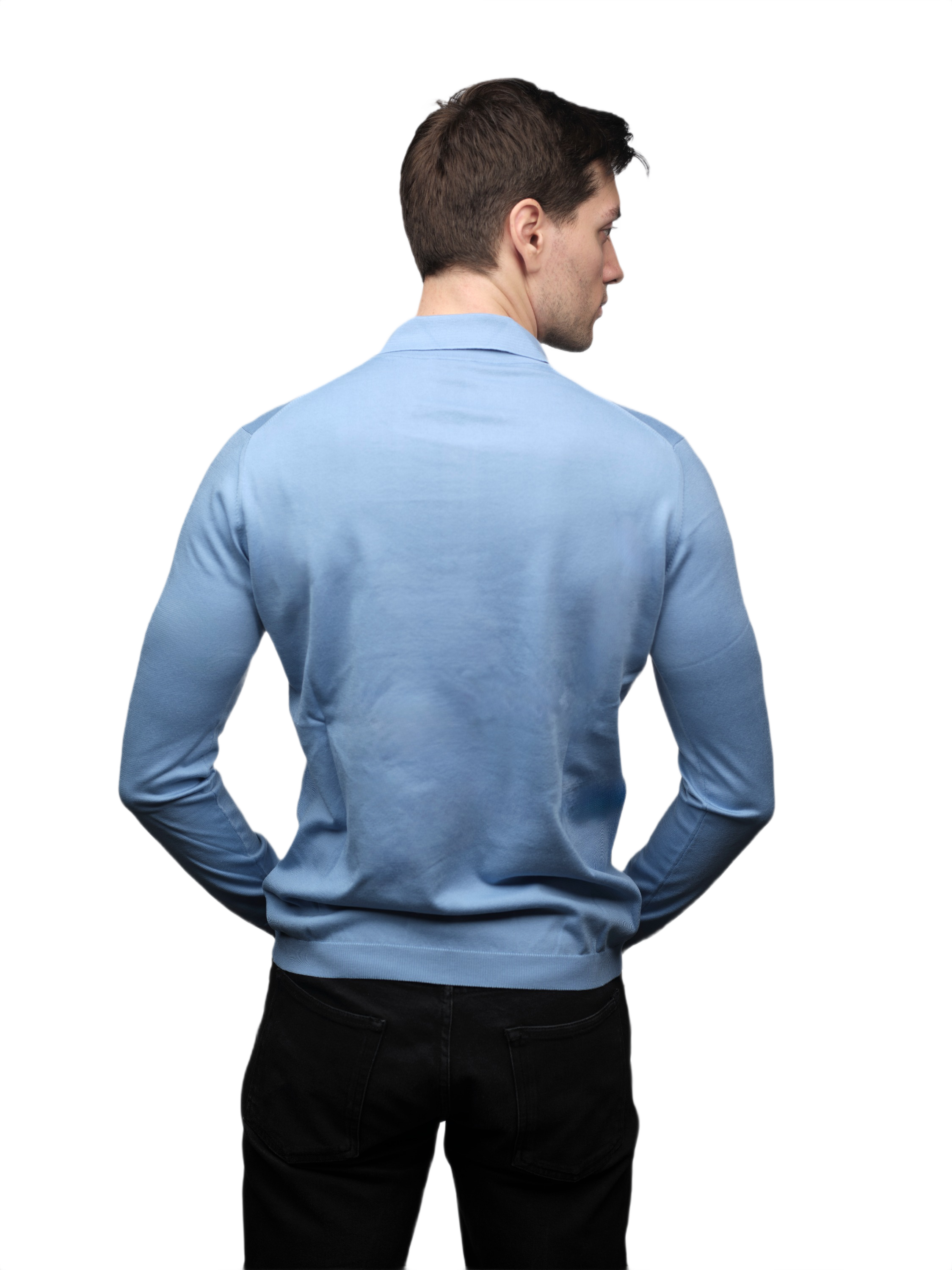 Men's Long-Sleeved Polo Shirt 100% ELS Cotton