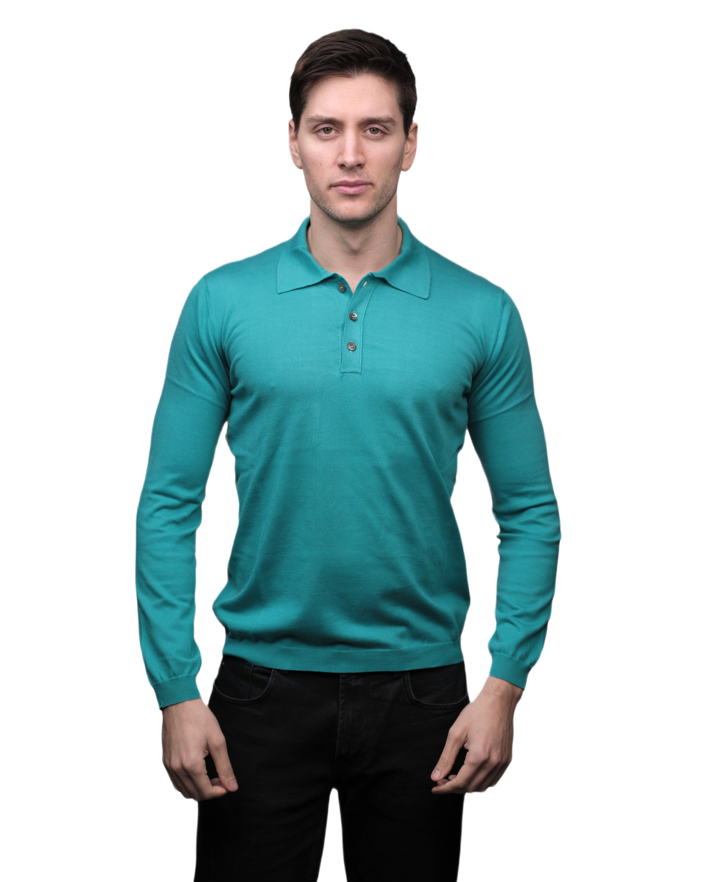 Men's Long-Sleeved Polo Shirt 100% ELS Cotton