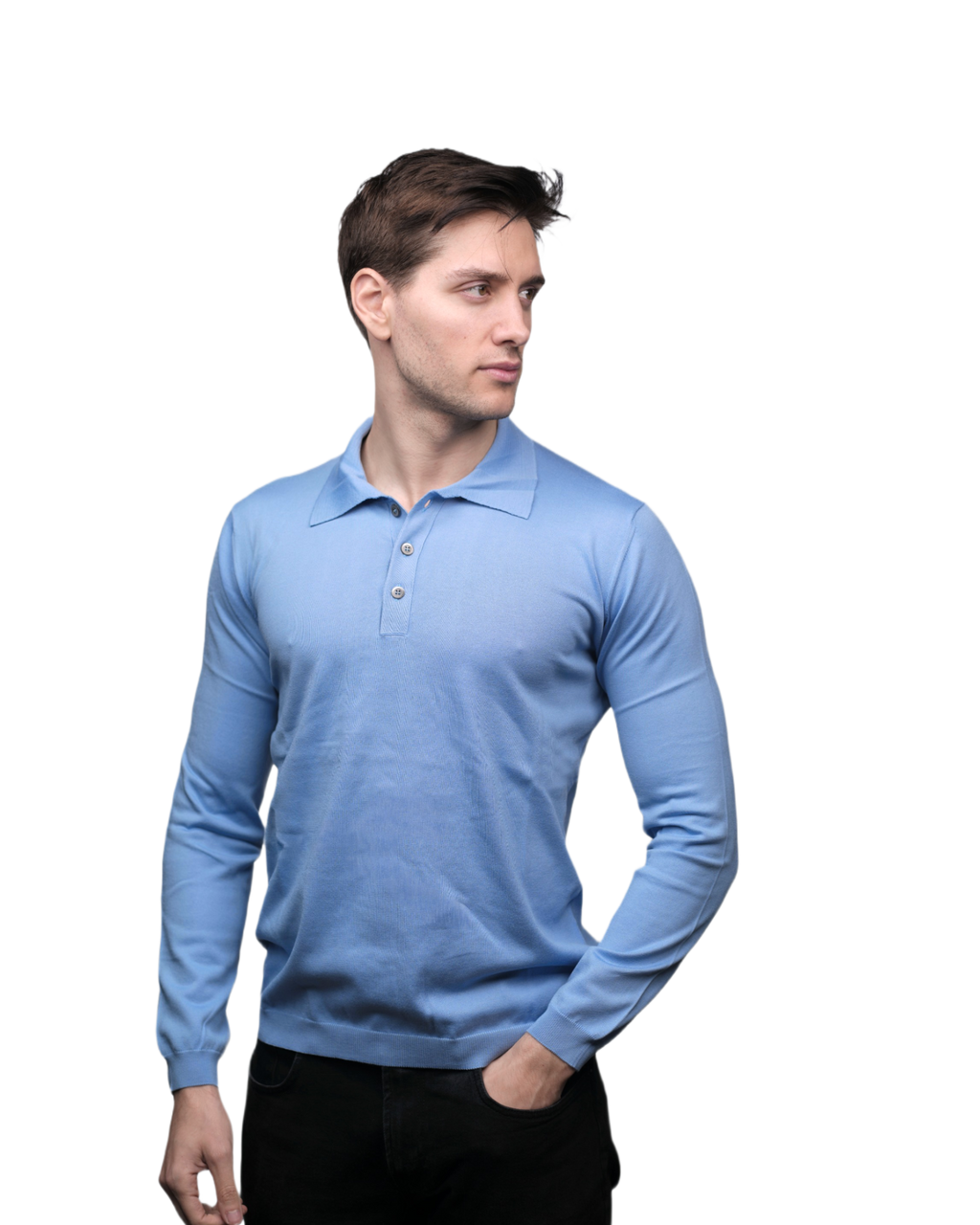Men's Long-Sleeved Polo Shirt 100% ELS Cotton