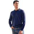 Men's long-sleeve polo shirt in extrafine merino wool