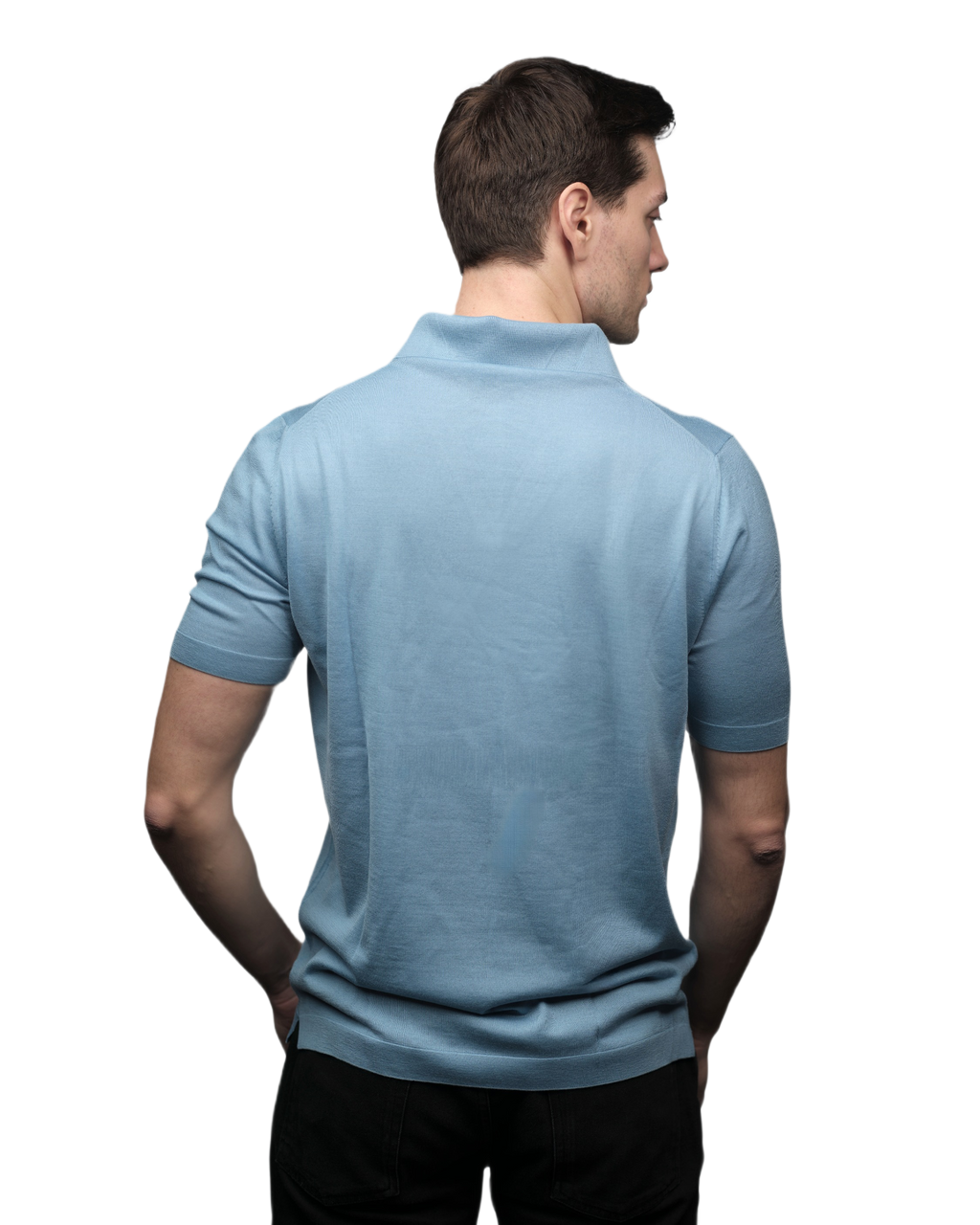 Men's Short-Sleeved Polo Shirt in Pure Extrafine Merino Wool