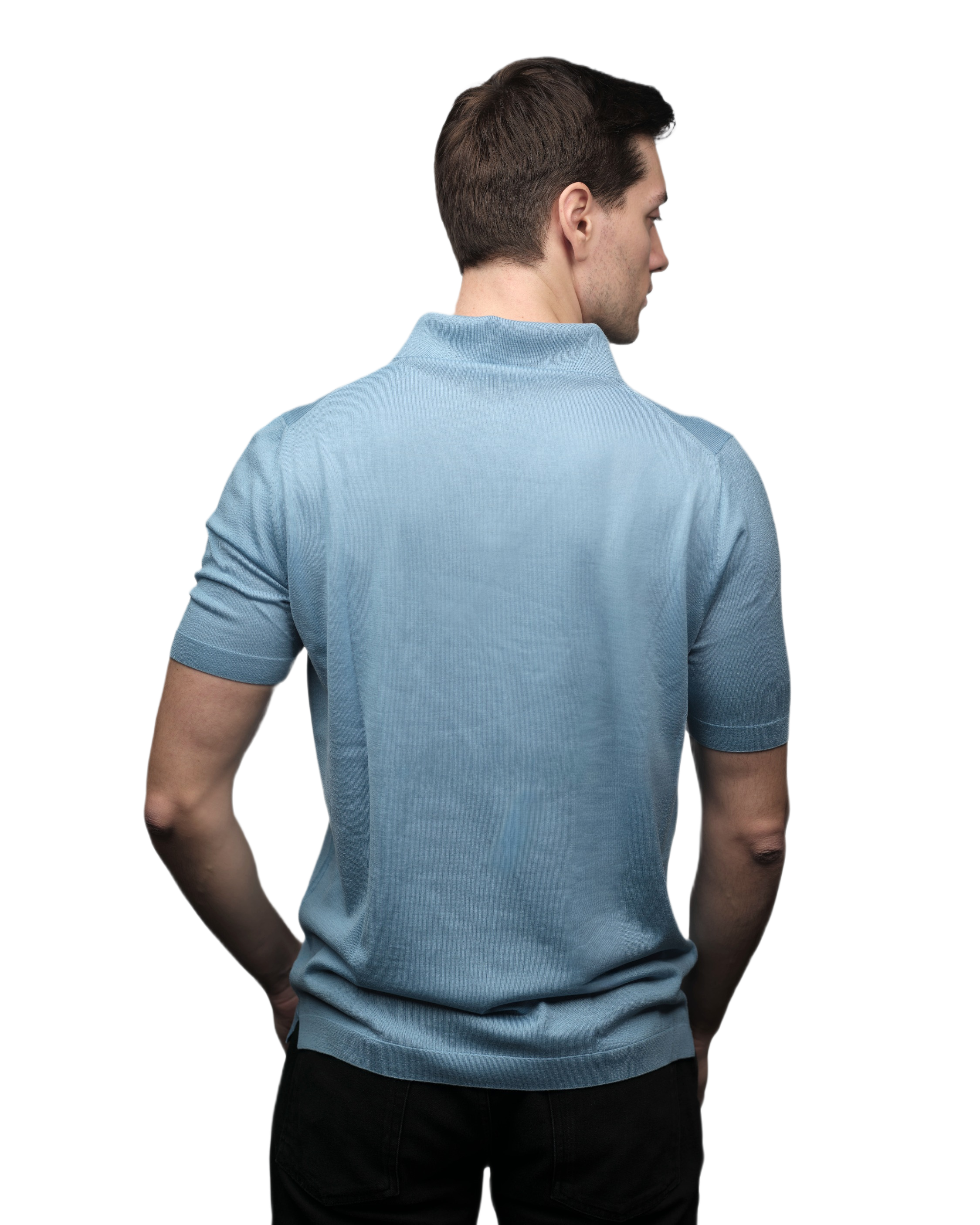 Men's Short-Sleeved Polo Shirt in Pure Extrafine Merino Wool