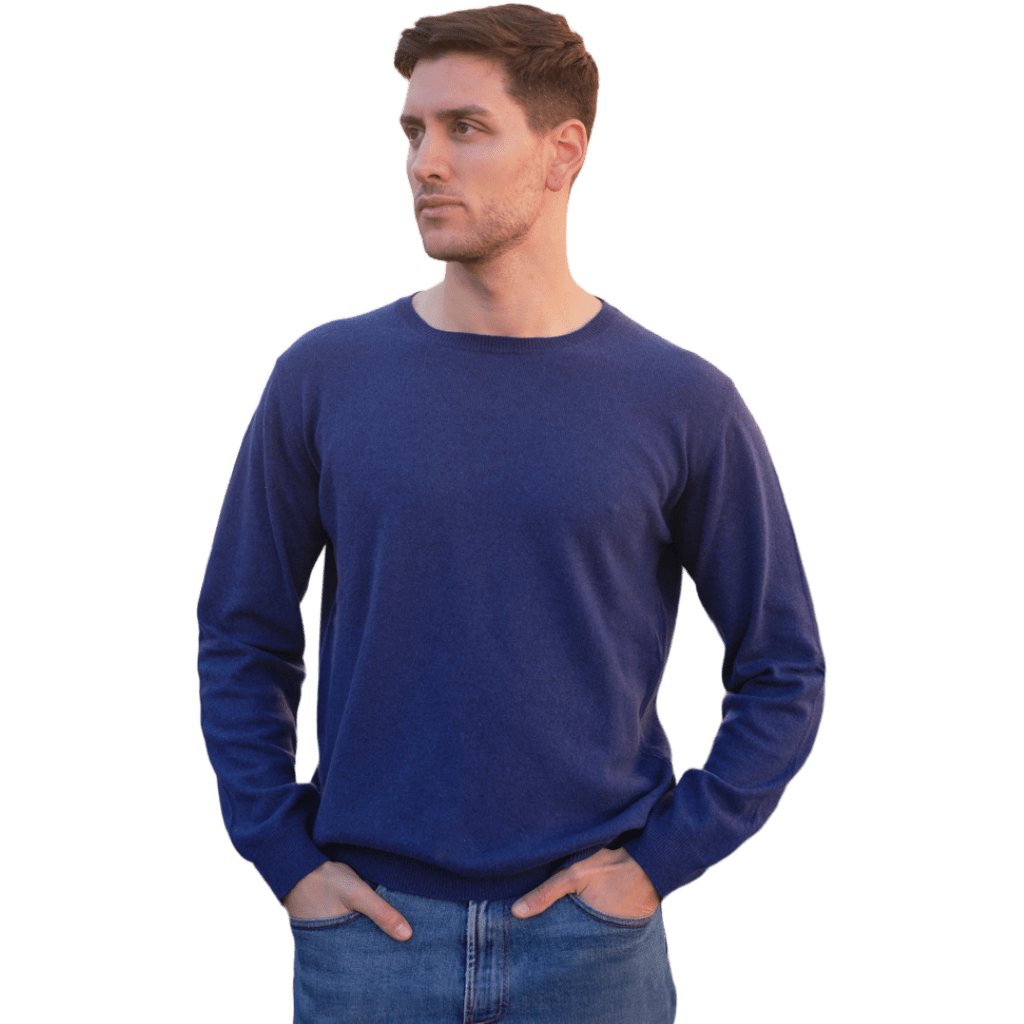 Men's Crew Neck Drop Shoulder Recycled Cashmere Sweater