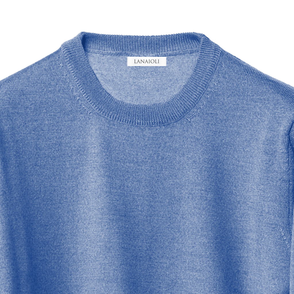 Men's Crew Neck Sweater in Cashmere, Silk, and Extrafine Merino Wool Blend