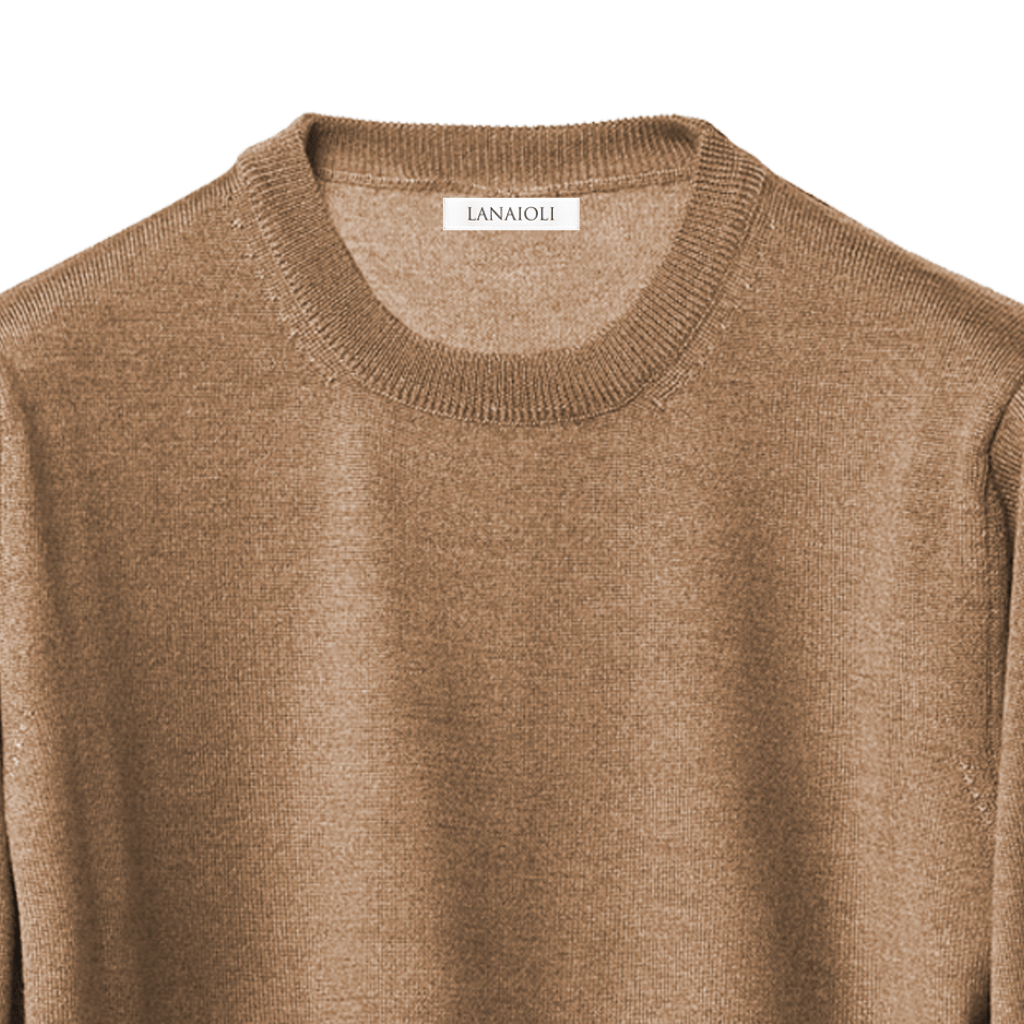 Men's Crew Neck Sweater in Cashmere, Silk, and Extrafine Merino Wool Blend