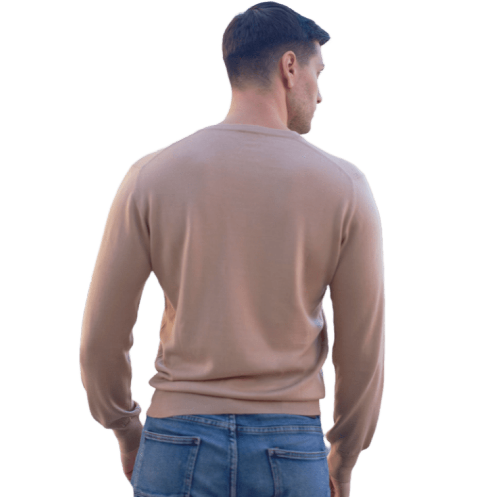 Men's V-Neck Sweater in Cashmere, Silk, and Extrafine Merino Wool Blend