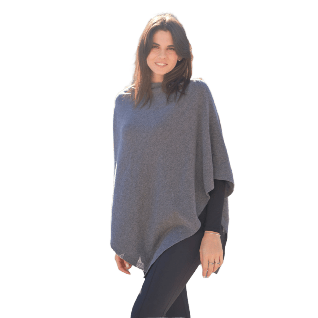 Women's asymmetric cape in extrafine merino wool, cashmere, and silk
