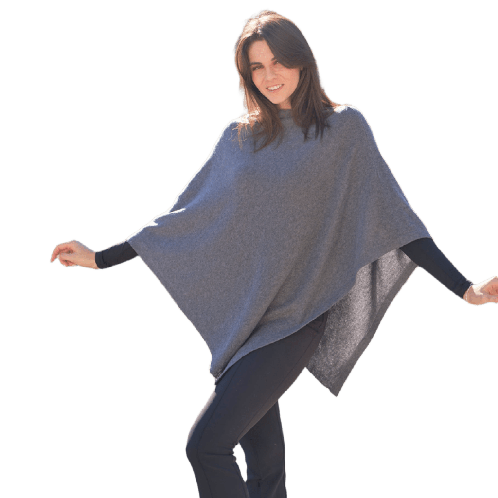 Women's asymmetric cape in extrafine merino wool, cashmere, and silk
