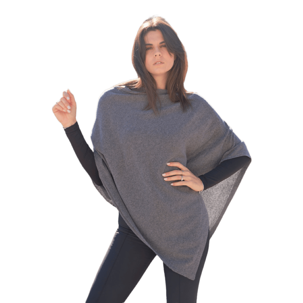 Women's asymmetric cape in extrafine merino wool, cashmere, and silk