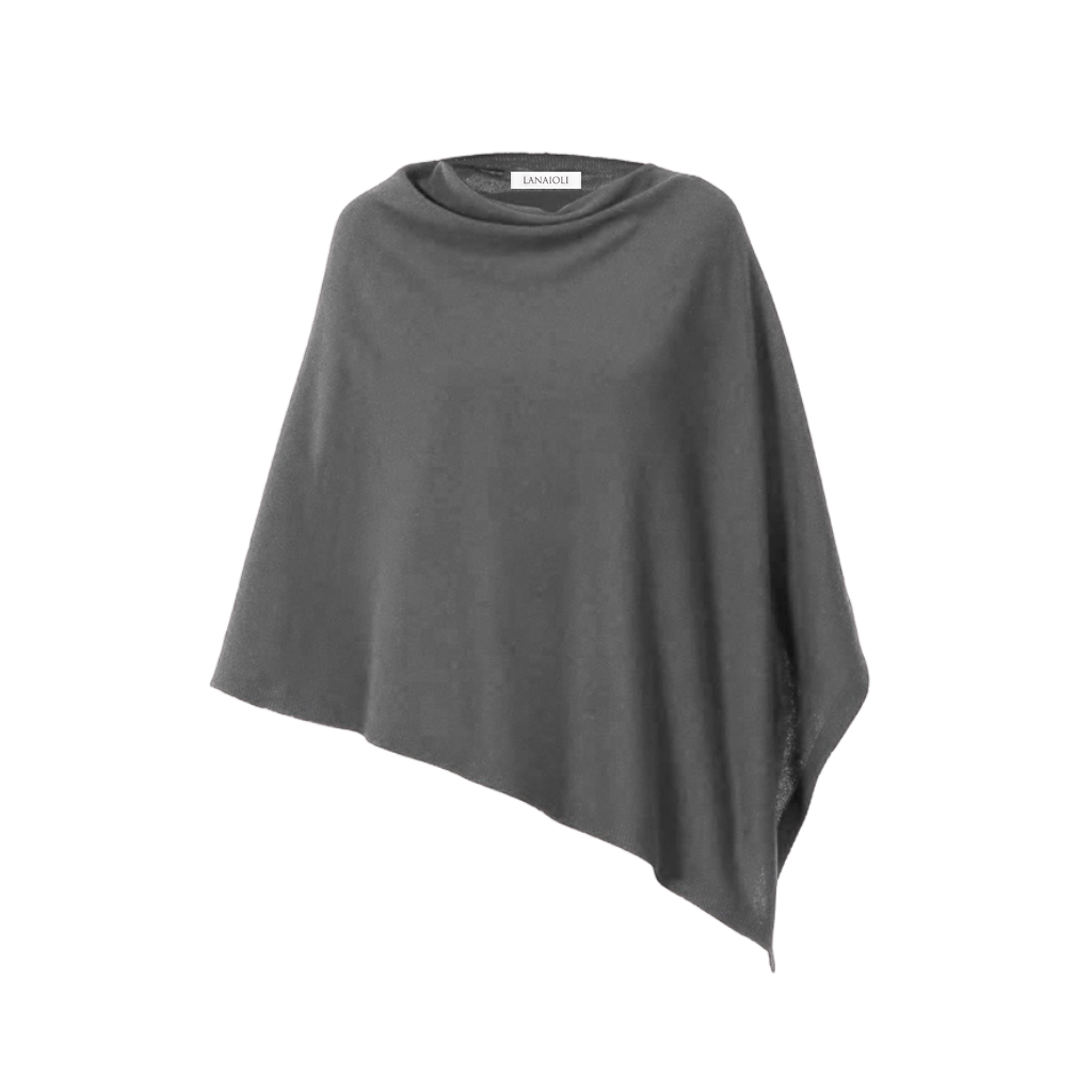 Women's asymmetric cape in extrafine merino wool, cashmere, and silk