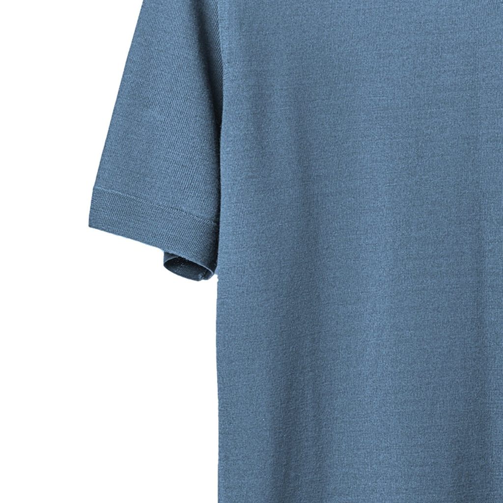 Men's Short-Sleeved Polo Shirt in Pure Extrafine Merino Wool