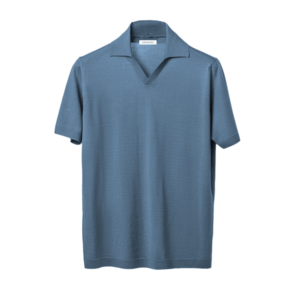 Men's Short-Sleeved Polo Shirt in Pure Extrafine Merino Wool