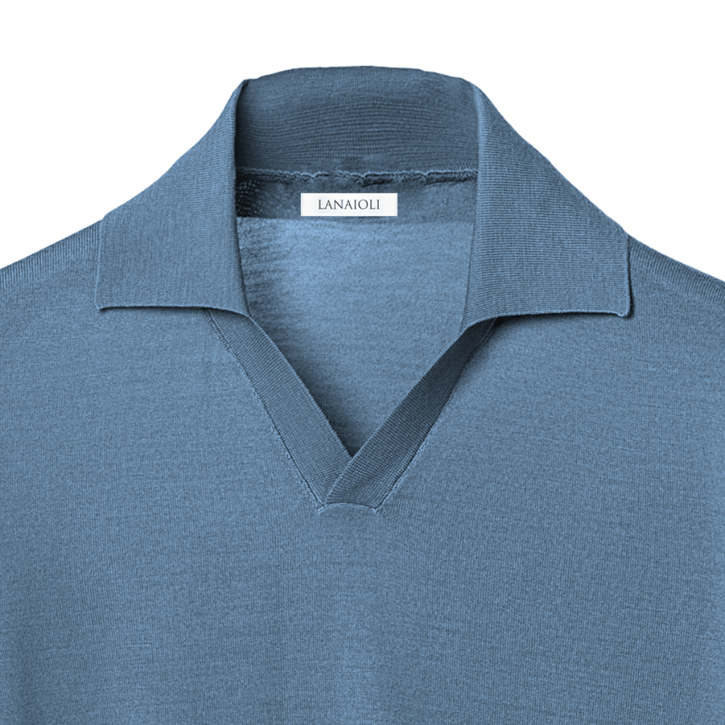 Men's Short-Sleeved Polo Shirt in Pure Extrafine Merino Wool
