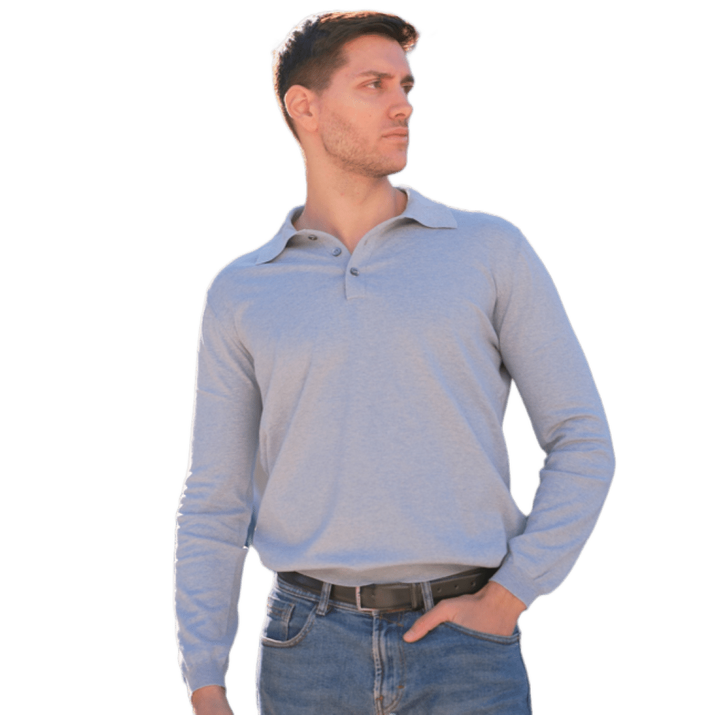 Men's Long-Sleeved Polo Shirt 100% ELS Cotton
